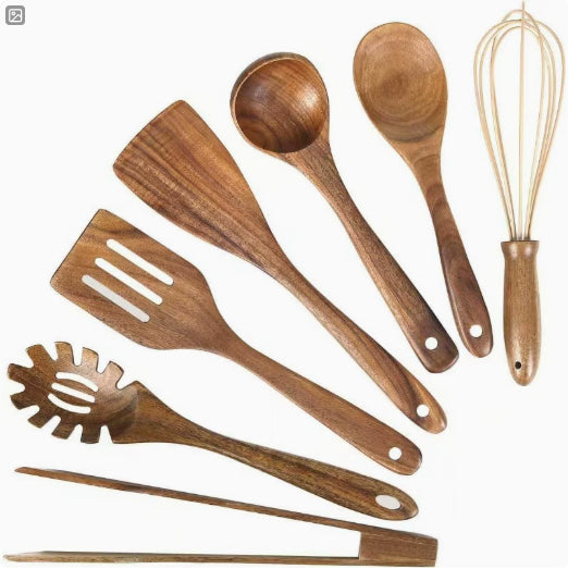 Spatula Kitchenware Suit Teak Head Shovel Salad Stir Soup Pasta Spoon Kitchen