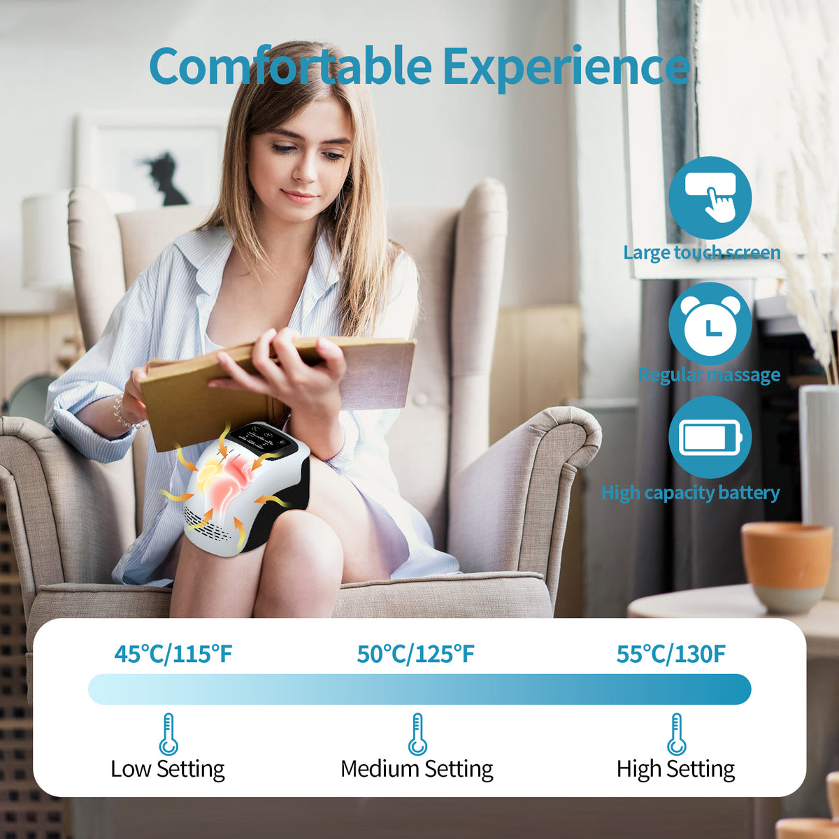 Intelligent Home Use Electric Intelligent Kneading Heating Knee Massager Rechargeable Pain Relief Infrared Laser Vibration Knee Massager