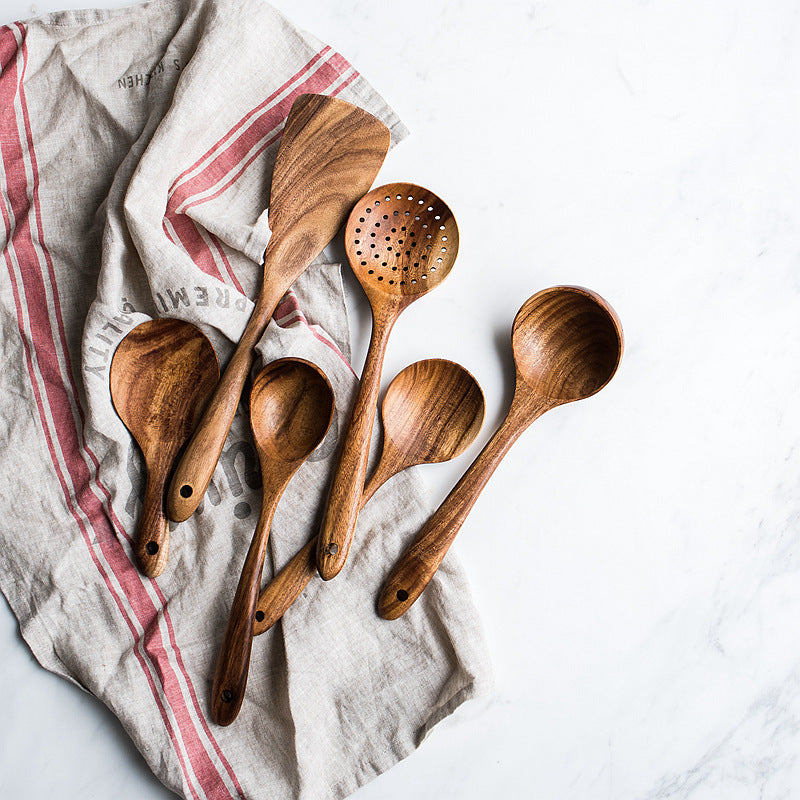 Lengthened Wood Spatula Non-stick Cooking Kitchenware Suit